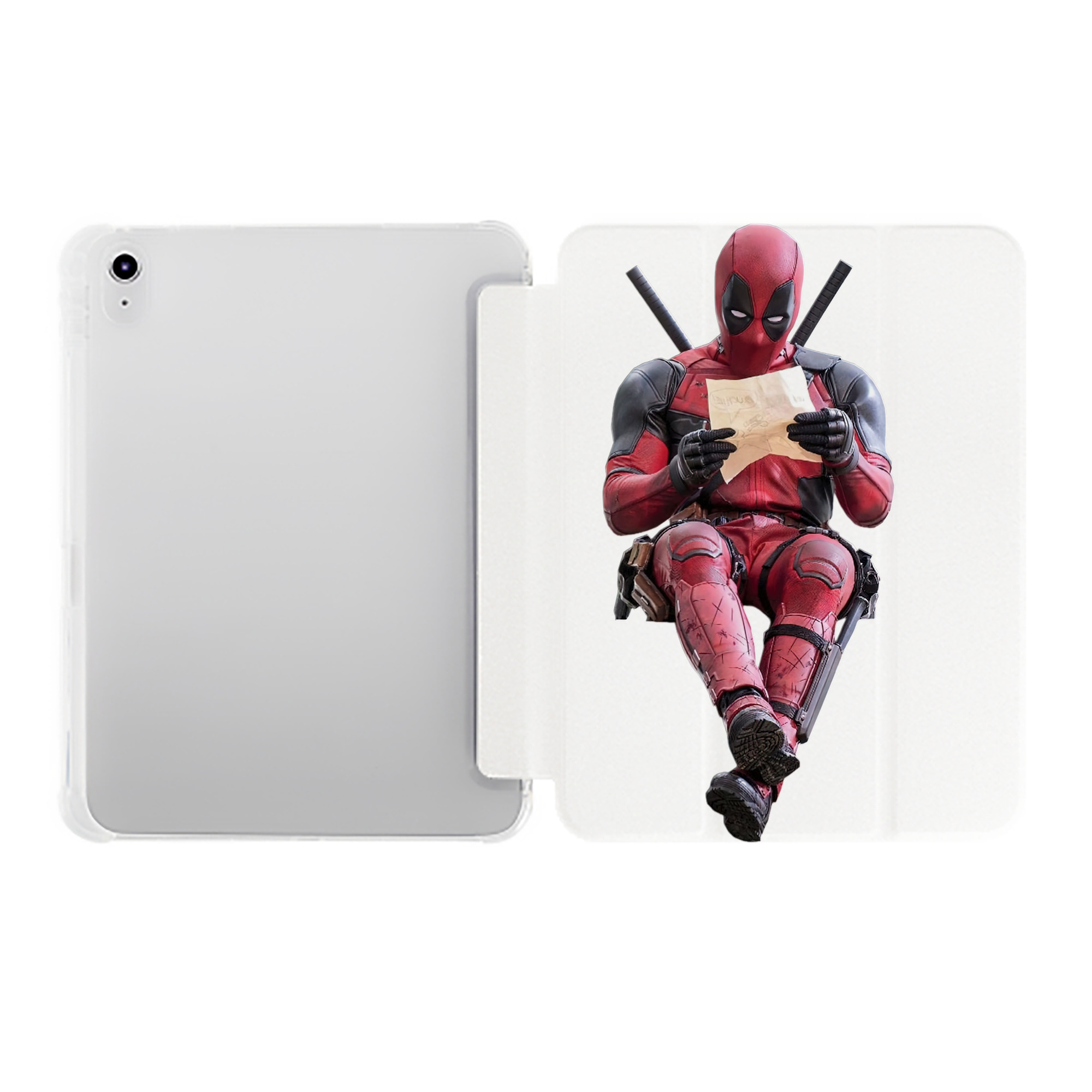（画像用） Deadpool デッドプール IPad ケース ペン収納付き 三つ折りスタンド PUレザー×シリコン 対応機種9.5/10.5/10.9インチ